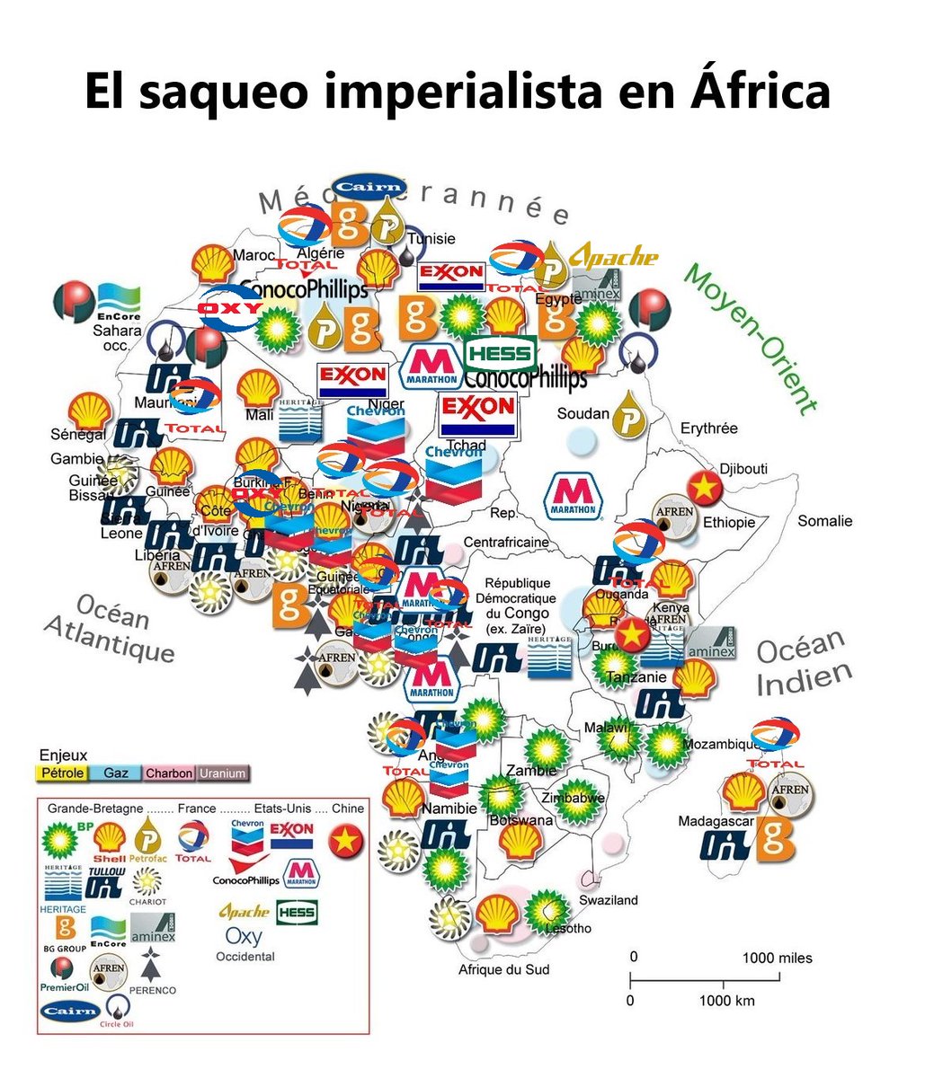 África posee 1/3 de todas las reservas minerales del mundo, tiene el 98% del cromo del mundo, el 90% del cobalto, el 90% del platino, el 70% del coltán, el 70% de la tantalita, el 64% del manganeso, el 50% del oro y el 33% de uranio, entre otros.

También tiene el 12% de las