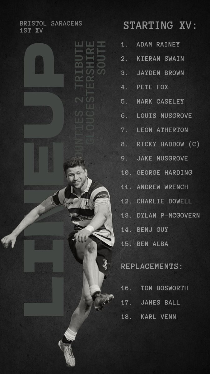 It’s Match Day! Here’s our 1st XV who host <a href="/Dursleyrugby/">Dursley RFC</a> 1st XV