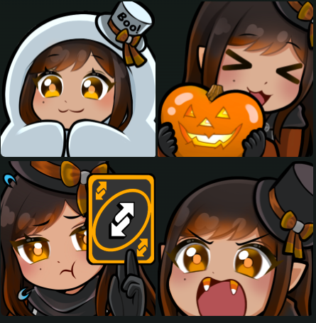 PolitelyWicked's tweet photo. Spooky Month is so close, love me some spooky month. Thanks @SirChopwood For helping me change up some of my emotes for it! https://t.co/WrKuZB7NmU
