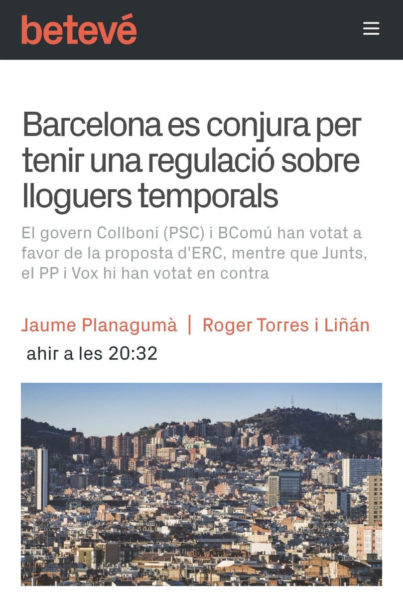 Junts deia que votar en contra, al Congrés, de la regulació dels lloguers de temporada, era perquè la llei entrava en competències autonòmiques. 

Quina mentida diran ara, al votar en contra, a l'Ajuntament de Barcelona?