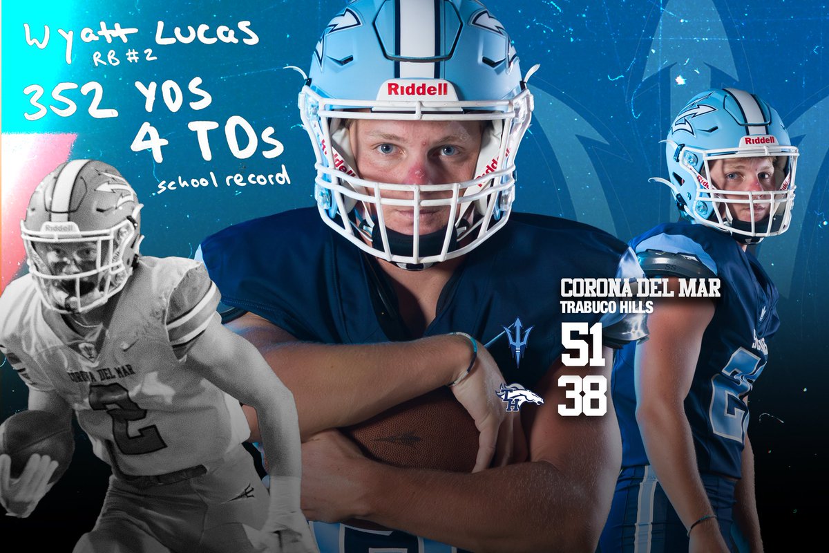 Wyatt Lucas sets a school record with 352 rushing yards and 4 touchdowns in an impressive 51-38 victory over Trabuco Hills!

Poster by @jonathanjoei 
Photos by @jpwestmedia and <a href="/dwoolbzphoto/">David B. Woolbert</a> 
@logisticapictures 

#cdmfootball #seakingfootball #ciffootball #HighSchoolFootball