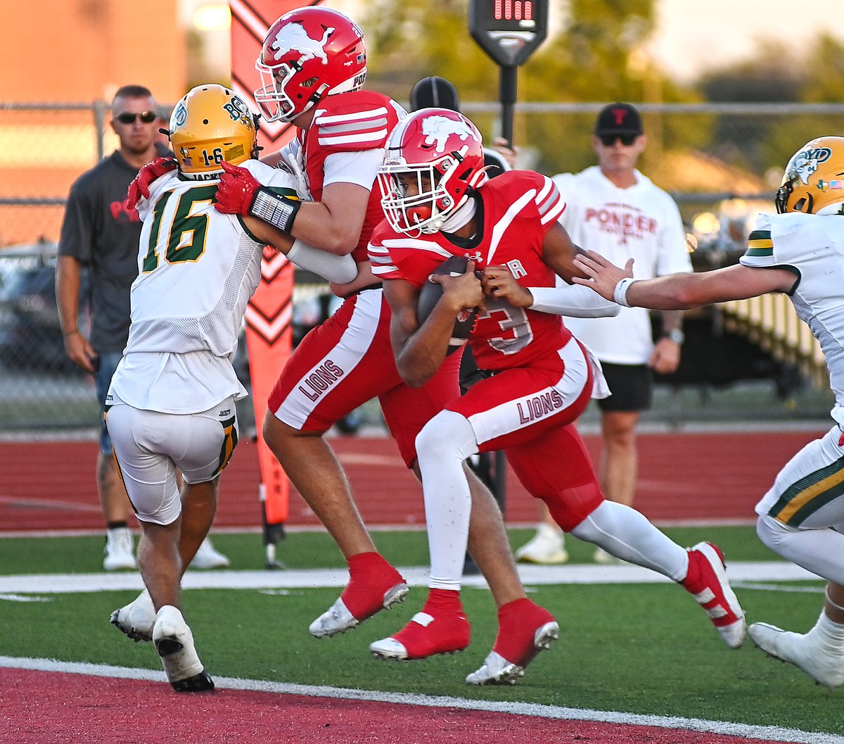 sports_drc's tweet photo. The Price was right for Ponder on Friday night as it took a 49-14 win over Boyd to open District 4-3A DI play.

Junior QB Tyson Price scored six TDs for the Lions — three with his legs and three with his arm — as they improved to 4-1 on the year.

Story: https://t.co/iIRrZlGRDA https://t.co/jLYJF0WR2M