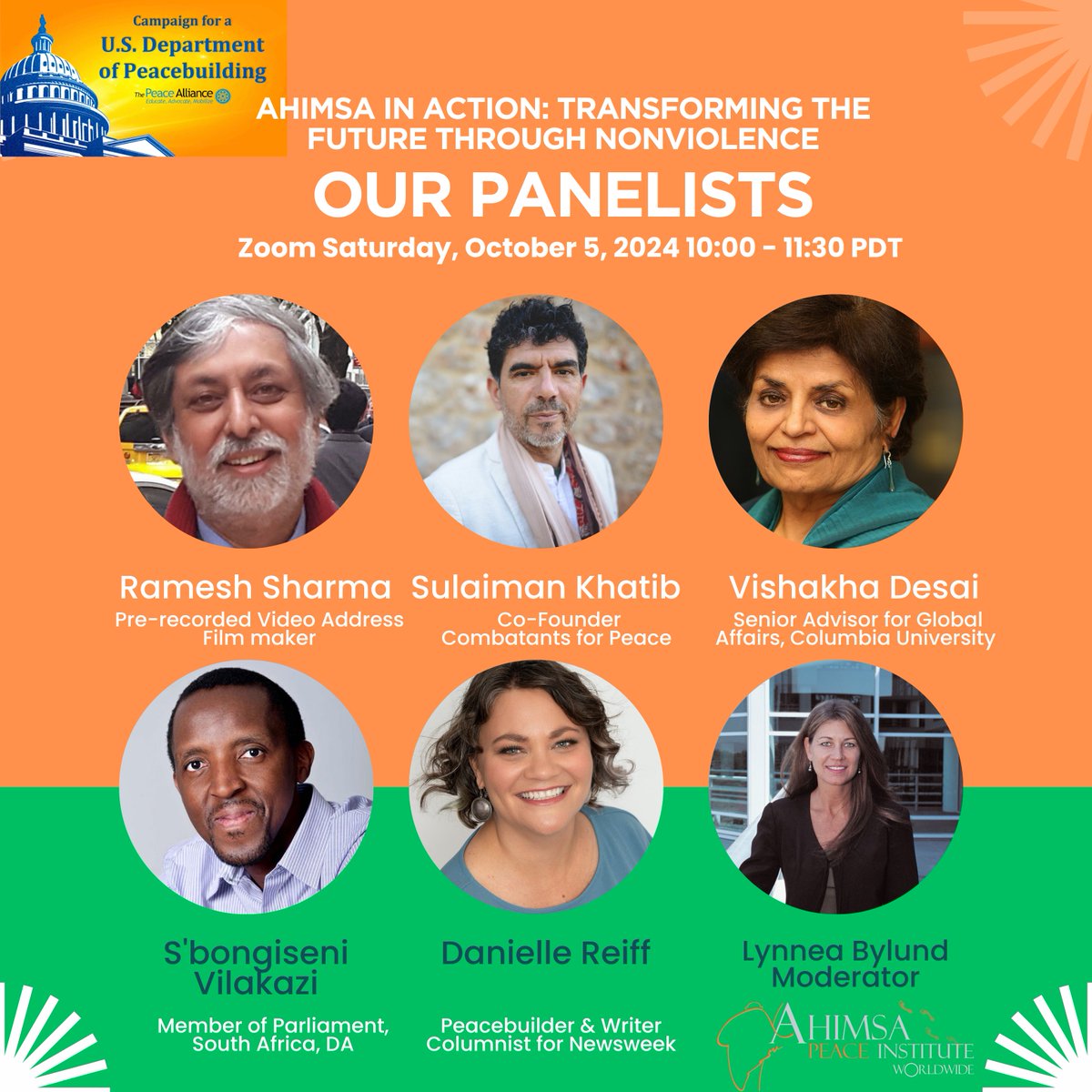Join us on October 5th for "Ahimsa in Action: Transforming the Future Through Nonviolence," featuring global peace leaders sharing how #Ahimsa can shape a more just and peaceful world. Register now! gandhiforchildren.org/panelists-hono…