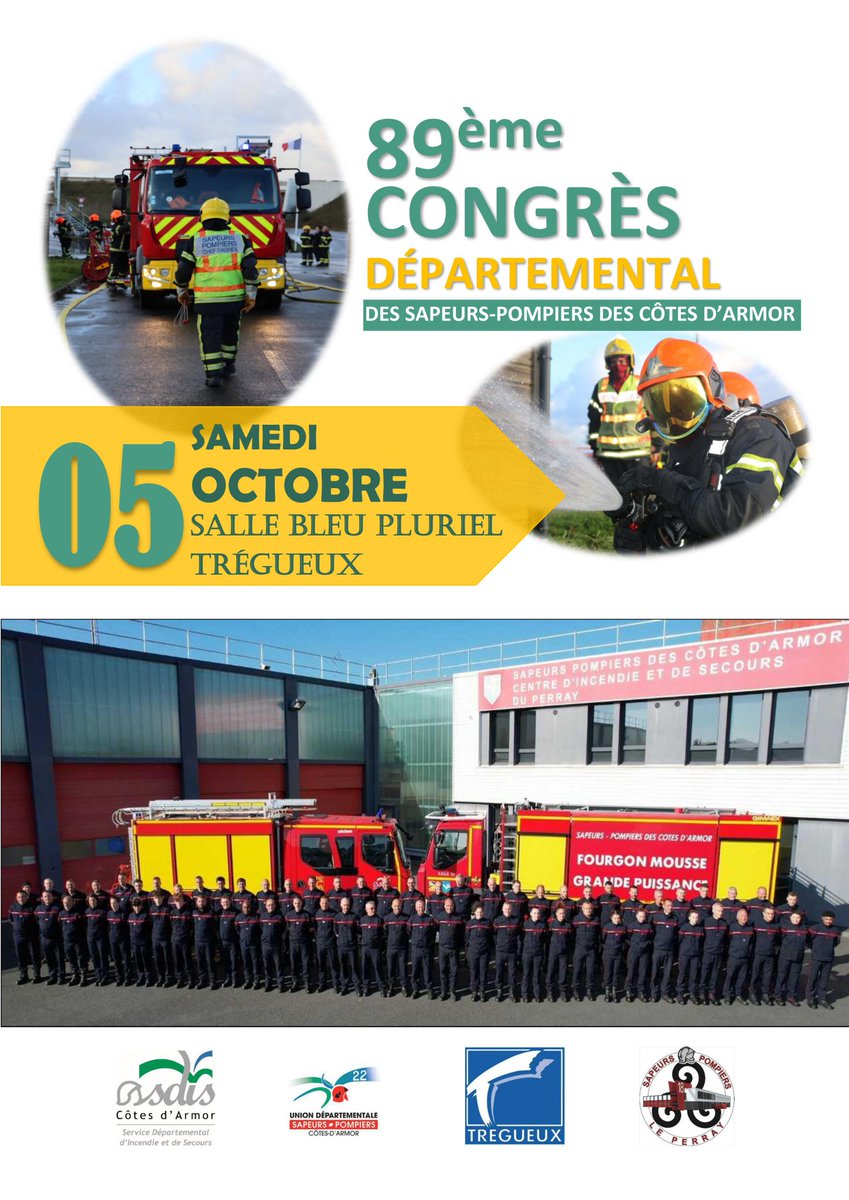 UDSP22's tweet photo. J-7 ... Le 89ème congrès départemental des Sapeurs-Pompiers des Côtes-d'Armor, se déroulera le samedi 5 octobre prochain, à Trégueux. @Sdis_22 https://t.co/dzaVpMHsPp
