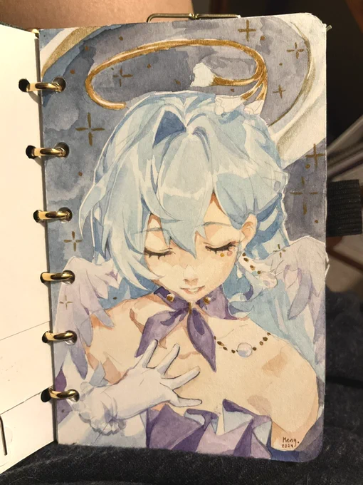 I bought myself a mini ring planner and made a tiny robin watercolor! 
