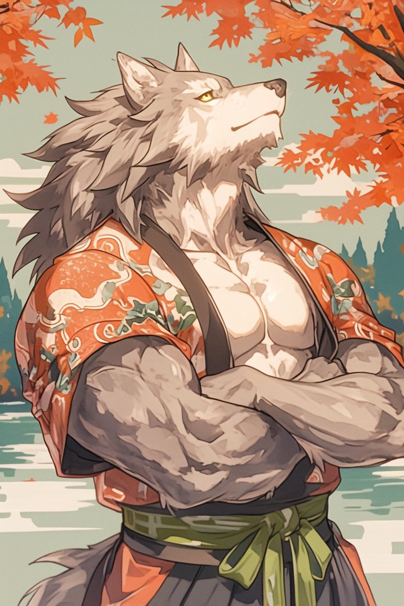 AIkemono's tweet photo. 🐺「今年も紅葉の季節か。まこと風流であるな」🍁
"It's the season for autumn leaves. How elegant."
#AIart #furry #kemono #ケモノ #獣人 https://t.co/qGlmjmEfRK