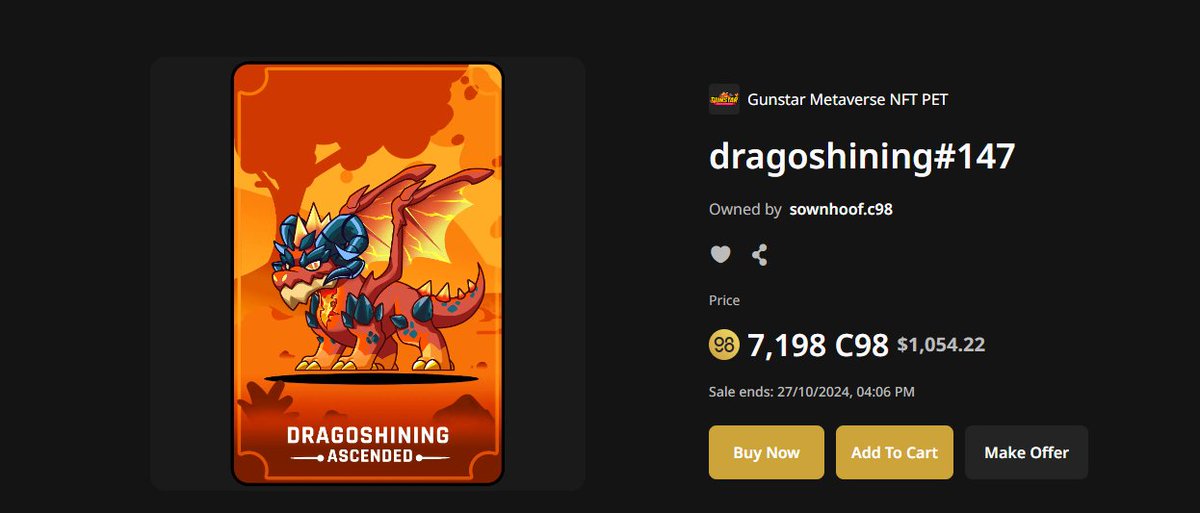 ⭐️ Dragoshining Has Appeared On Starworld! ⭐️

Congratulations to sownhoof.c98, the first gunner to successfully hatch and add Dragoshining to pets collection! 🔥

Only a few Ascended Eggs remain. Don’t miss your chance to mint, hatch, and become one of the 100 luckiest players