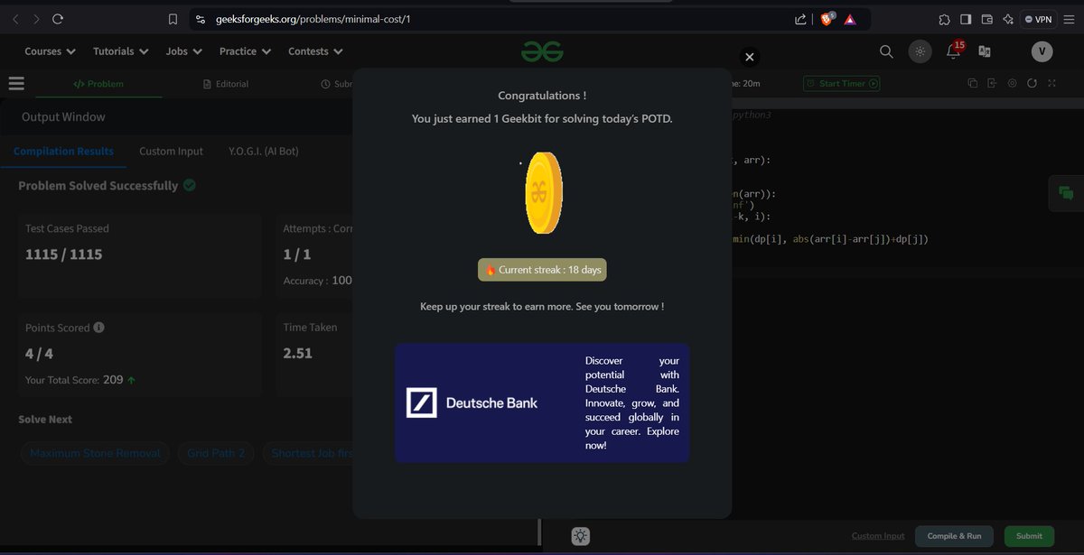 VinitNotFound's tweet image. #geekstreak2024 #DeutscheBank
@geeksforgeeks
@DeutscheBank

Day 17   
Profile Link - geeksforgeeks.org/user/45vinitt6…