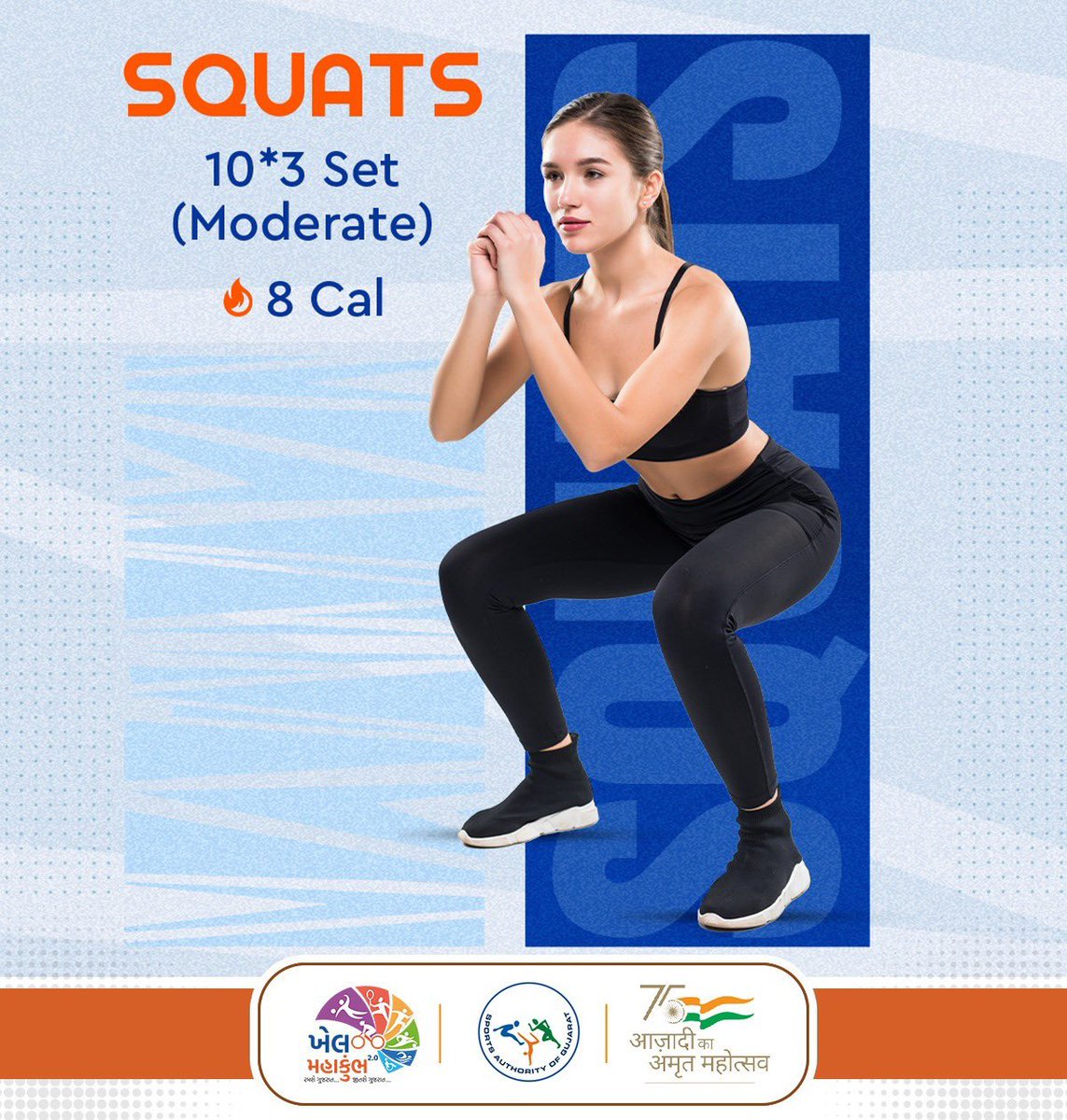 sagofficialpage's tweet image. Get your body moving with squats!  10*3 sets to burn those 8 calories and build strength.  Start your fitness journey today! 

#SquatGoals #KhelMahakumbh #SportsAuthorityGujarat  #FitnessFirst