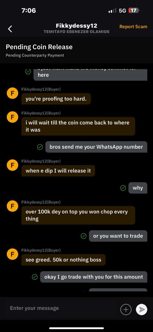 IEhiwe's tweet photo. @Bybit_Official @redbullracing @martingrasser @Bybit_Web3 Scammer hold my trade for 3 days now tell me to send him money before he cancel the trade https://t.co/v4WYSSq7jV