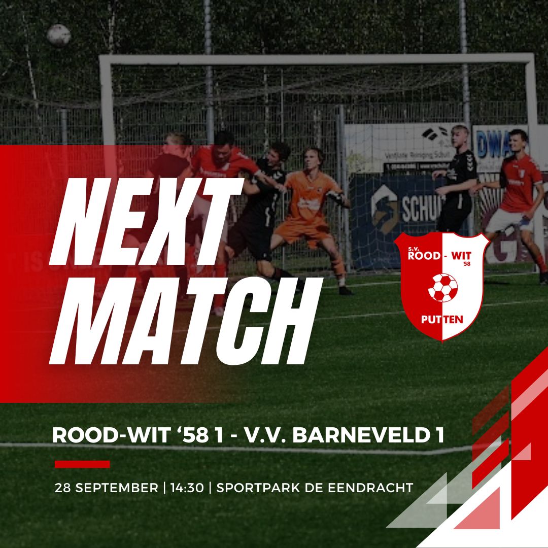 Matchday!
Vanmiddag om 14:30 uur spelen we onze eerste competitiewedstrijd thuis tegen <a href="/VVB_Barneveld/">VVBarneveld</a> 1. Na de nederlaag van vorige week gaan we nu vol voor de eerste drie punter van dit seizoen. 
Tot vanmiddag op de Eendracht! 🔴⚪️