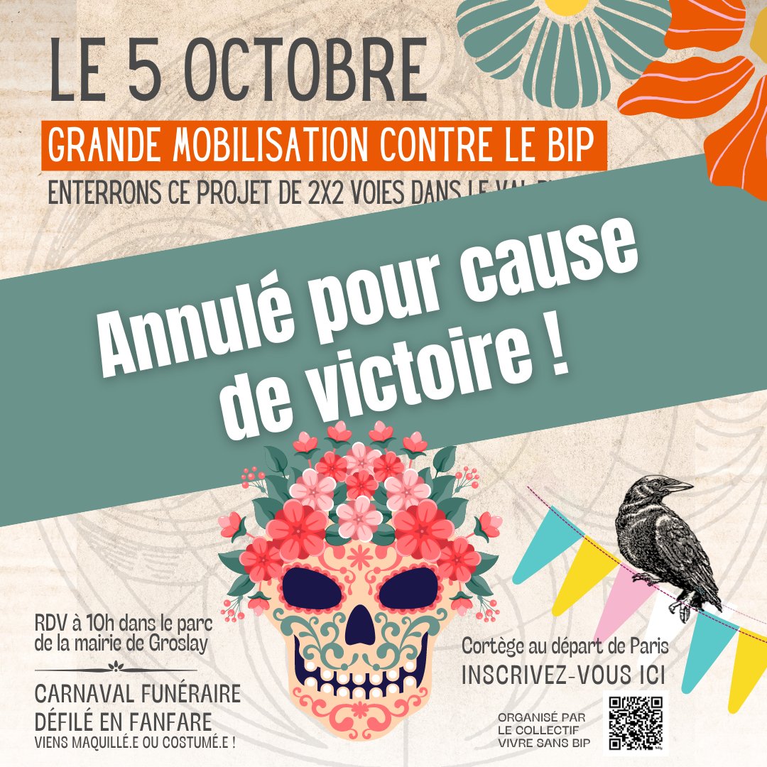 🥳🥳 VICTOIRE !! Le projet routier du BIP dans le Val d’Oise est abandonné ! Cela prouve que la mobilisation paye✊ Merci aux habitants et aux élus  qui ont tout fait pour stopper ce projet ! Ensemble, nous sommes une force immense💪 

Notre communiqué drive.google.com/file/d/10fj1Dp…
1/6