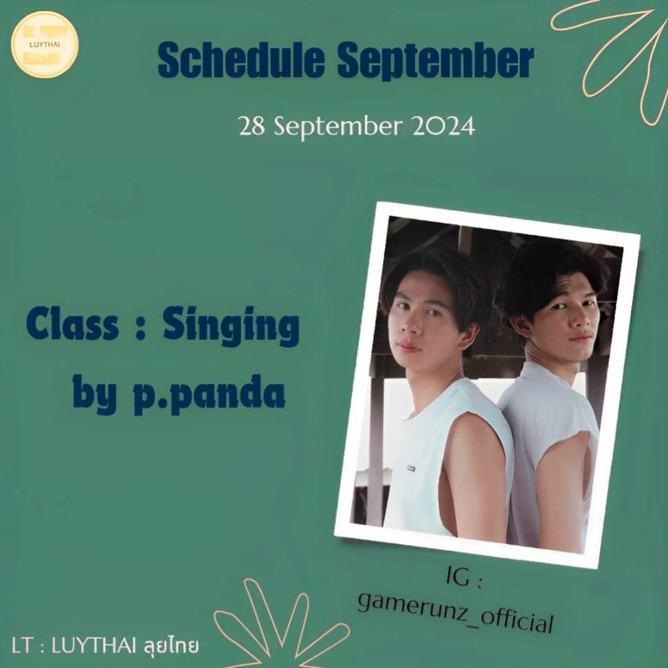 Luythai2022's tweet photo. Update Schedule September @gg_bads @runkabb
#กาลเวลา #PeriodOfTime #LT #LUYTHAI
#ลุยไทย #LTLUYTHAI #แฟนเพื่อน #FBF2024
#เกม #เกมกฤษฎา #เกมลุยไทย #เกมกฤษ
#GAME #GAMEKRITSADA #เกมรัน #GameRun
#รัน #รันศรัณย์ #รันลุยไทย #รันคาราบูจู้ชีสส #RUN #RUNSARUN
#เกมรัน #GameRun https://t.co/mFPYS48Wzb