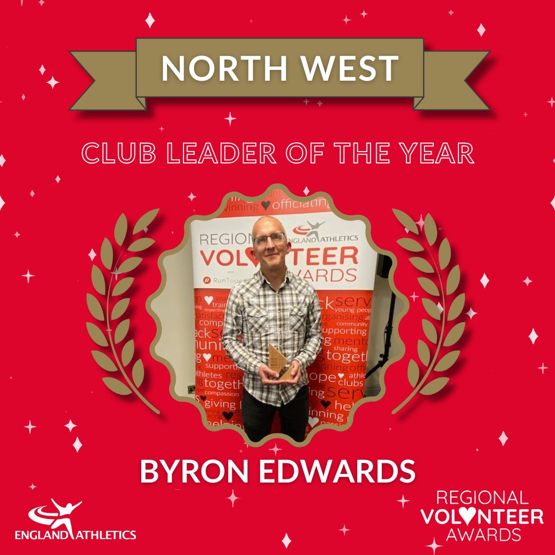 The North West Club Leader award goes to Byron from <a href="/BuryAC/">Bury Athletic Club</a> for his drive and commitment to bettering the club. He brings his experience and passion for athletics to his roles as trustee and team manager and helped the team to be promoted to the premier division this year.