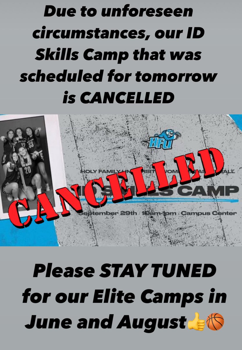 Due to unforeseen circumstances, our ID Skills Camp scheduled for tomorrow is CANCELLED.
THANK YOU to all who signed up… We look forward to seeing you and working with you all in the near future!
Please STAY TUNED for our Elite Camps in June and August👍🏀