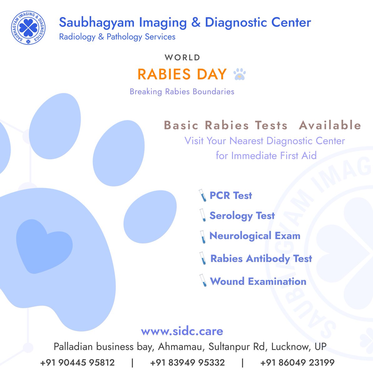 SIDC_Care's tweet photo. Basic Tests for Rabies at Diagnostic Centers:

Diagnostic centers typically offer:

Rabies antibody tests
Wound examinations
Neurological evaluations https://t.co/QGlZKh4sTS