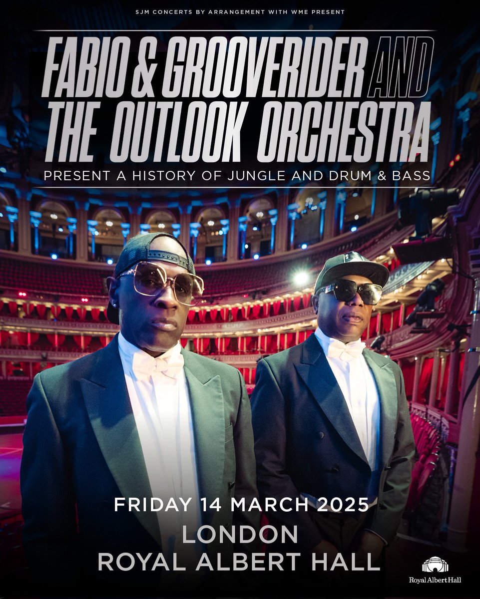Fabio & Grooverider (@fabioandgroove) on Twitter photo Friday 14 March 2025 we are back alongside the Outlook Orchestra at the iconic <a href="/RoyalAlbertHall/">Royal Albert Hall</a> !! ๐ฅ Sign up; lnk.to/FGreg Friday 14 March 2025 we are back alongside the Outlook Orchestra at the iconic <a href="/RoyalAlbertHall/">Royal Albert Hall</a> !! ๐ฅ Sign up; lnk.to/FGreg