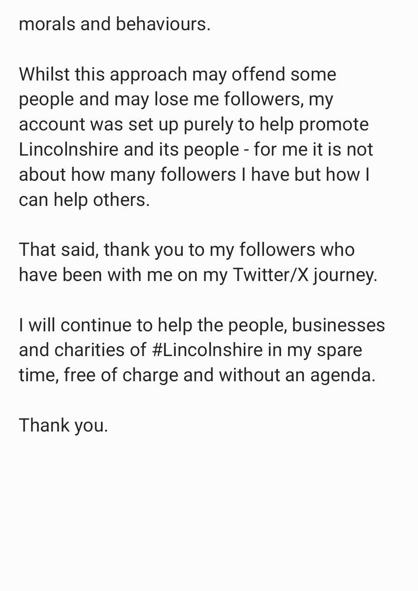 lincsblogger's tweet photo. ππ
Thank you to the many who have sent recent DMs.
My response is as below.
Let's move on with our day with a smile, being positive and helping others.
Sending best wishes to all.
#LincolnshireBlogger
#LincsBlogger #Lincolnshire https://t.co/qKdUN1IMCB