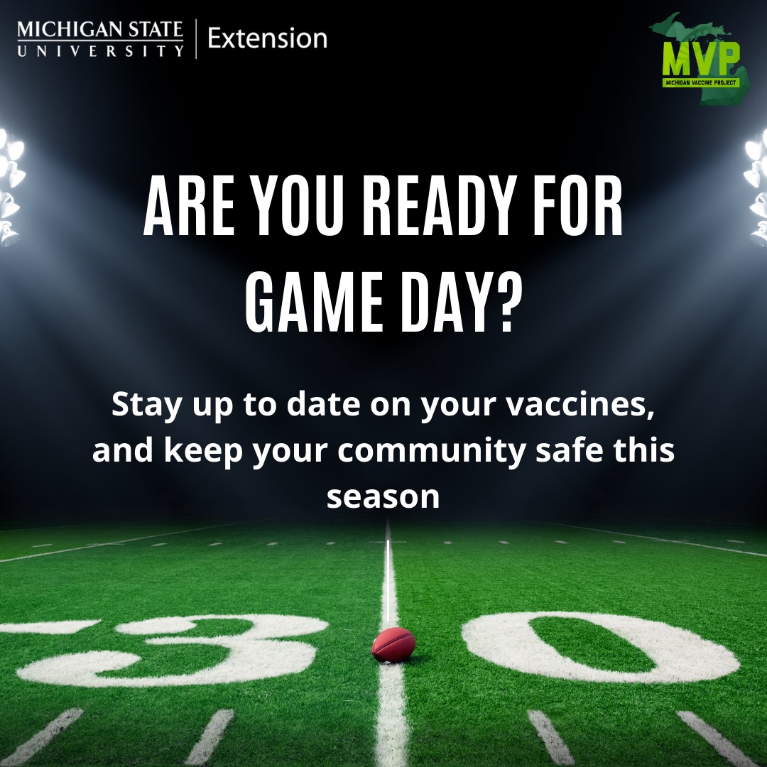 MichiganVaccine's tweet photo. Football season is in full swing! Vaccines are essential for your safety and the safety of your community.
Schedule your annual visit to make sure you are up to date on your vaccines.
To learn more about MVP, visit https://t.co/Lv72UIqZ4N #health #msu #vaccination #football #fall https://t.co/1ae8aaDb3f