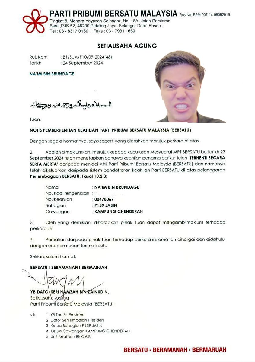 Mamat ni kuat bekap Bersatu pun kena pecat..😌🤣🤣