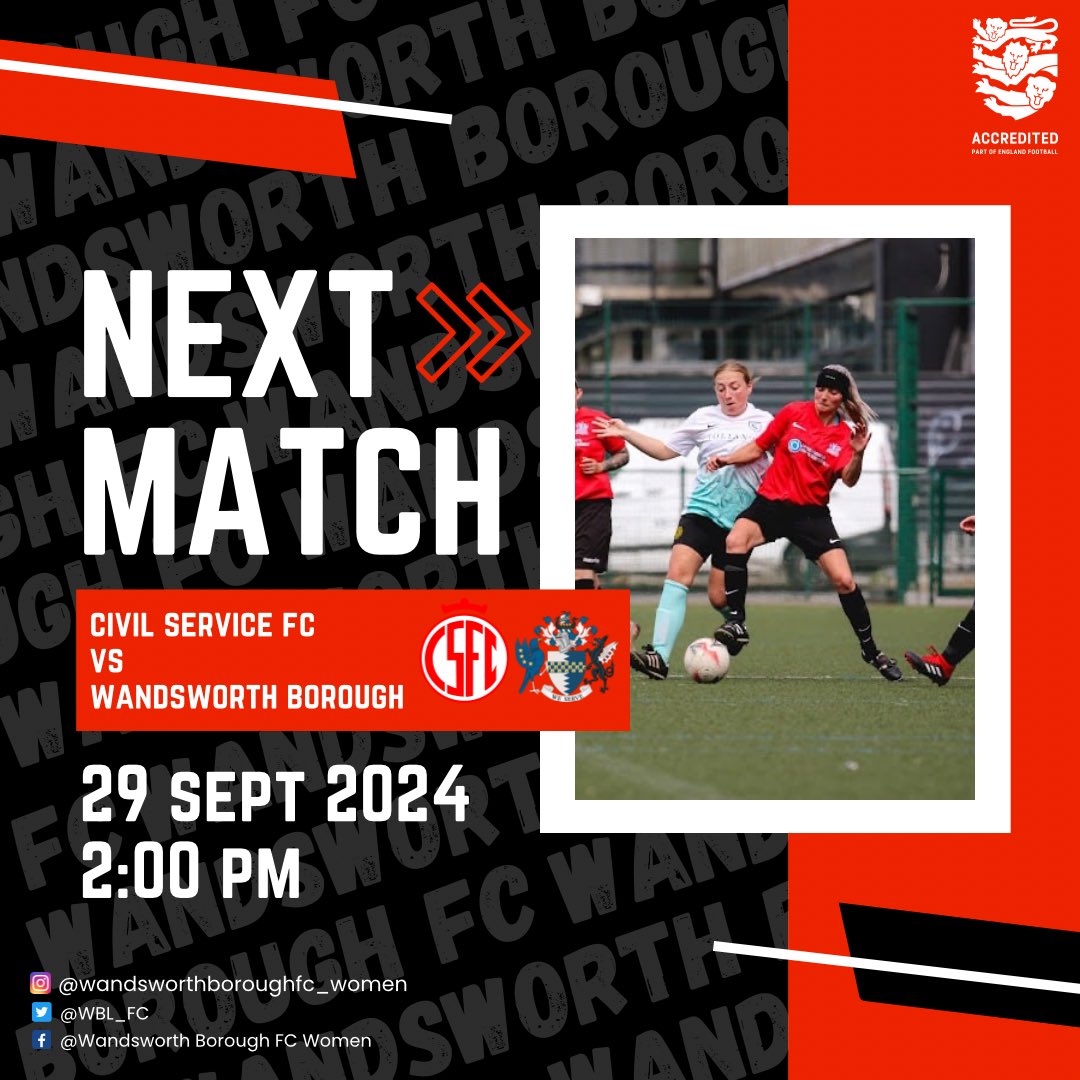 We are hitting the road for the first time this season as we take on Civil Service in Chiswick. Looking to continue our 100% record so far. Let’s go Boro! 

🗓️ Sunday 29.09.24
🕑 Kick off 14:00
🆚 <a href="/csfcwomen/">CSFCWomen</a> 
📍 Kings House Sports Ground, Chiswick