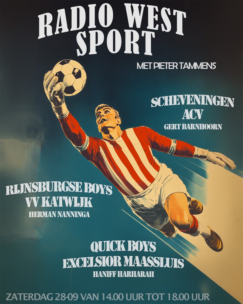 📻 Zaterdagmiddagvoetbal in optima forma! 

Vanaf 13.30 uur is verslaggever Herman Nanninga al op de radio te horen met bijdrages vanaf de Middelmors, waarna we vanaf 14.00 uur met Radio West Sport volledig op het hoogste amateurvoetbal gefocust zijn.