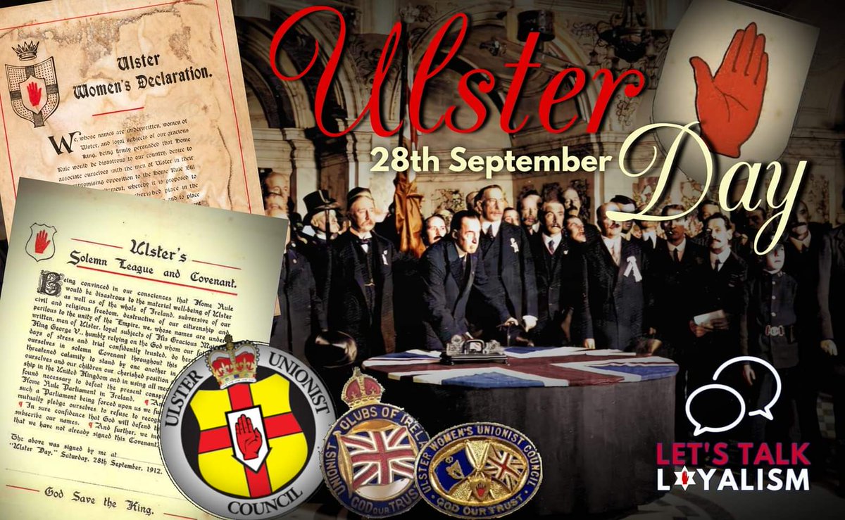 On 28th September 1912, nearly half a million men and women signed the Ulster Solemn League and Covenant; and The Women's Declaration.

They pledged to protect their British identity and resist any attempts at Home Rule in Ireland.