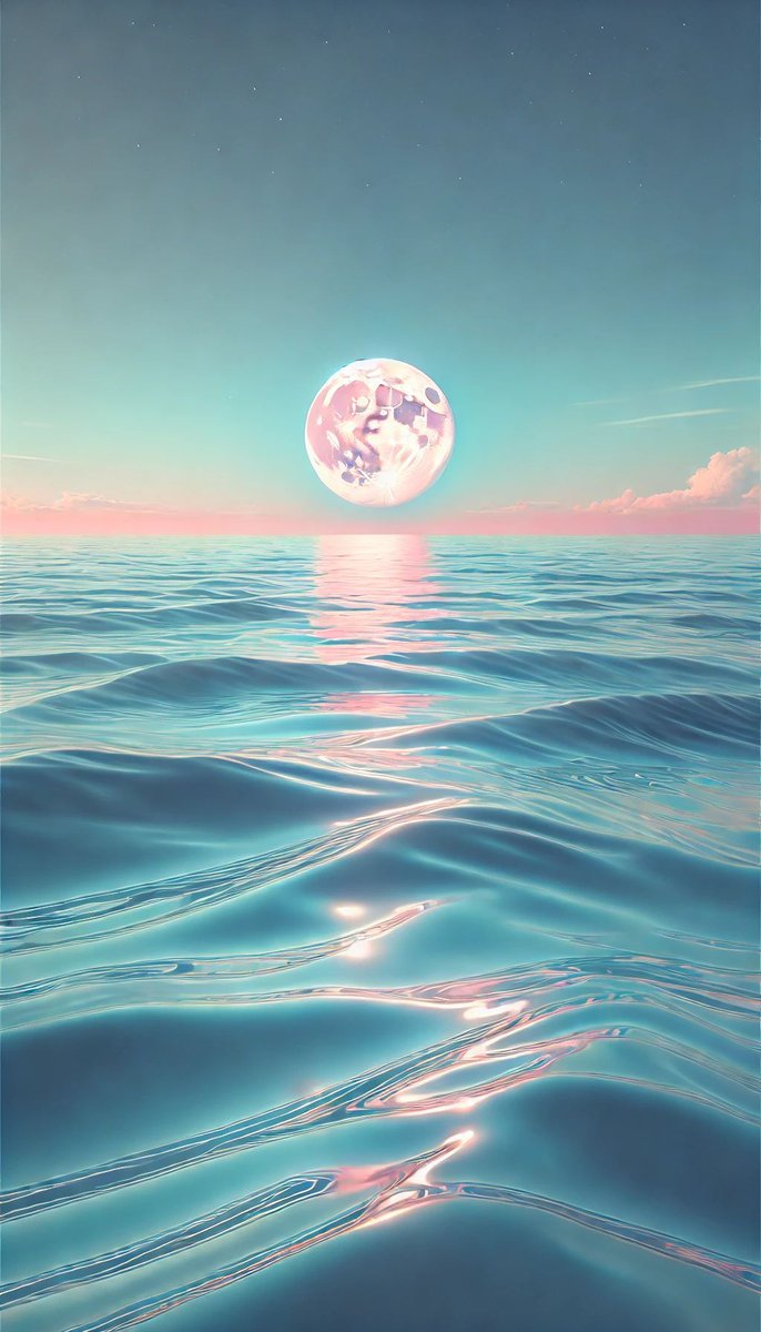 yapi2302's tweet photo. The pale pink moonlight reflecting on the light blue sea. 🌙🌊 #moonlight #sea #natureBeauty #Wallpaper #壁紙 https://t.co/537tKGjpl9