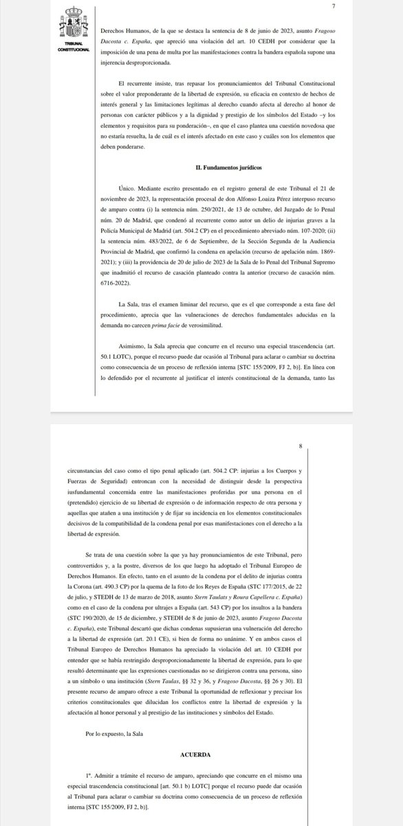 Todos los medios digitales de ultraderecha me sacaron en portada cuando me condenaron. Hoy, el Tribunal Constitucional admite mi recurso al considerar que se ha podido cometer una flagrante vulneración del derecho fundamental a la libertad de expresión. Ahora esos medios callan.