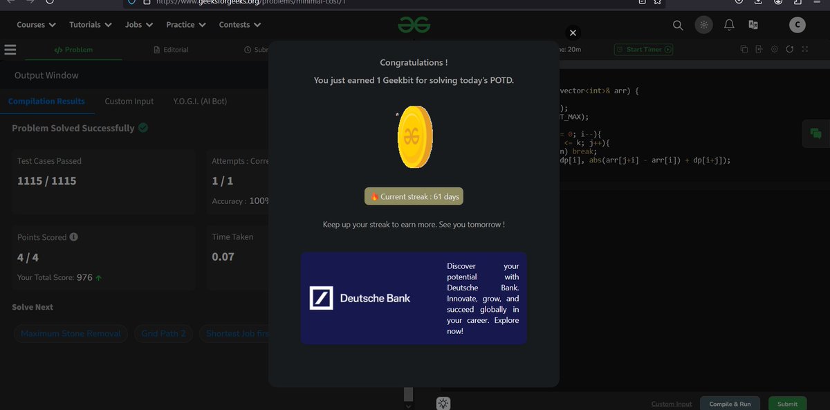 codewithme208's tweet image. "Almost at the finish line! Day 18 of my #GeekStreak2024 challenge is complete. Let’s finish strong and unlock new skills together! 💻✨ @geeksforgeeks @DeutscheBank