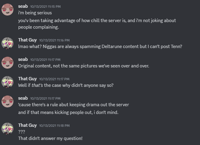 SeabTheVortian's tweet photo. You know, i'm genuinely tired the Invader Zim fandom keep allowing Supper Tenn Fan around...
He's been a pain in the ass in the IZ community. He spammed ton of Tenn pics, and called every slur you can imagine to anyone who asked him to stop. https://t.co/MxazdzCoIQ