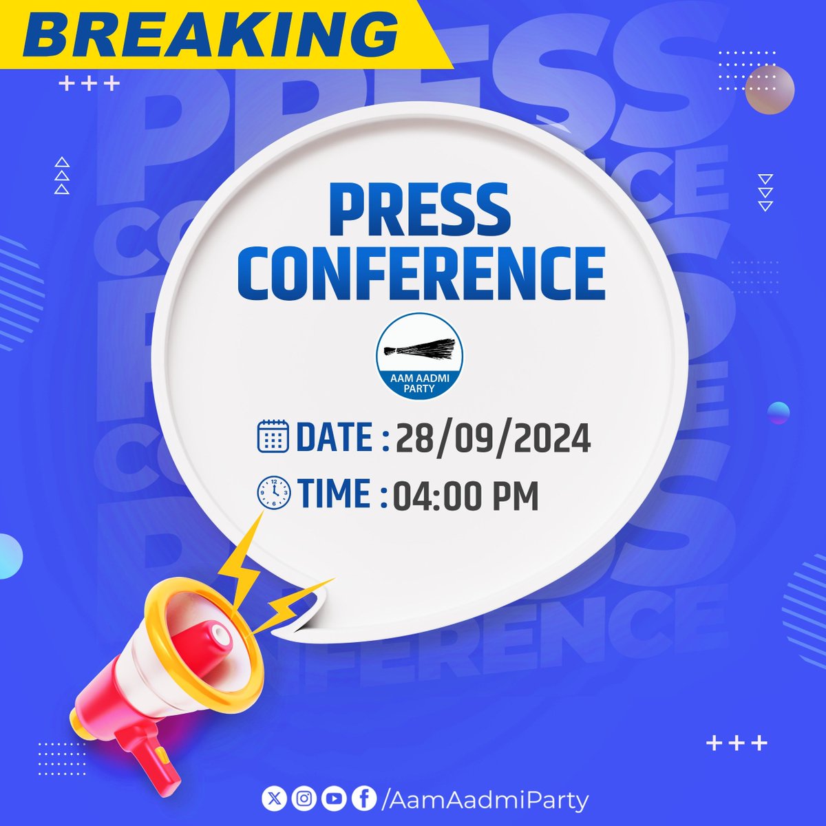 AamAadmiParty's tweet photo. #Breaking🚨
Senior AAP Leader and MLA @dilipkpandey will address an important press conference today at 4 pm
#StyaTuned❗ https://t.co/r7piteYkGT