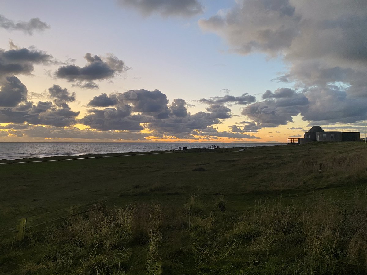 Beautiful moody night sky from Biggar Bank, Walney Island with the Roundhouse (The Hub) in the distance.
