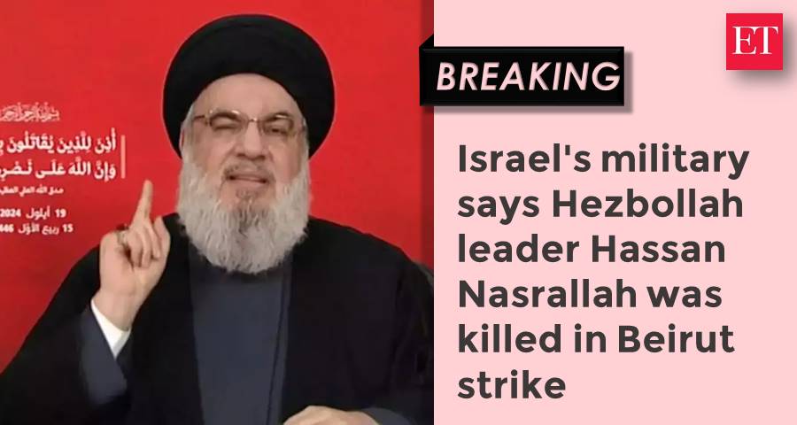 EconomicTimes's tweet image. #IsraelDefenseForces tweets &quot;#HassanNasrallah (#Hezbollah leader) will no longer be able to terrorize the world.&quot; 

🗞️ Catch the day&apos;s latest news and updates ➠ ecoti.in/fUNoSb