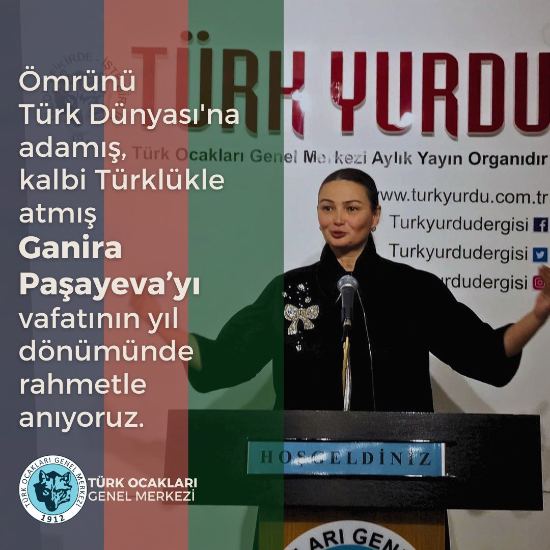 Ömrünü Türk Dünyası'na adamış, kalbi Türklükle atmış Ganira Paşayeva’yı vafatının yıl dönümünde rahmetle anıyoruz. 🇦🇿 🇹🇷