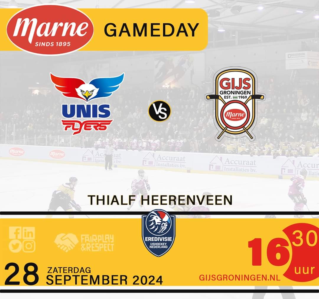 GAMEDAY | eerste wedstrijd van het nieuwe Eredivisie ijshockey seizoen 2024-2025. 
Puckdrop om 16.30 <a href="/Thialf/">Thialf</a> 

BEN JIJ ERBIJ??
Tickets koop je via:
heerenveenflyers.frl/winkel/

#GameDay #GIJS #Groningen #IJshockey #Eredivisie #UNISFlyers #Heerenveen #Thialf #BeThere