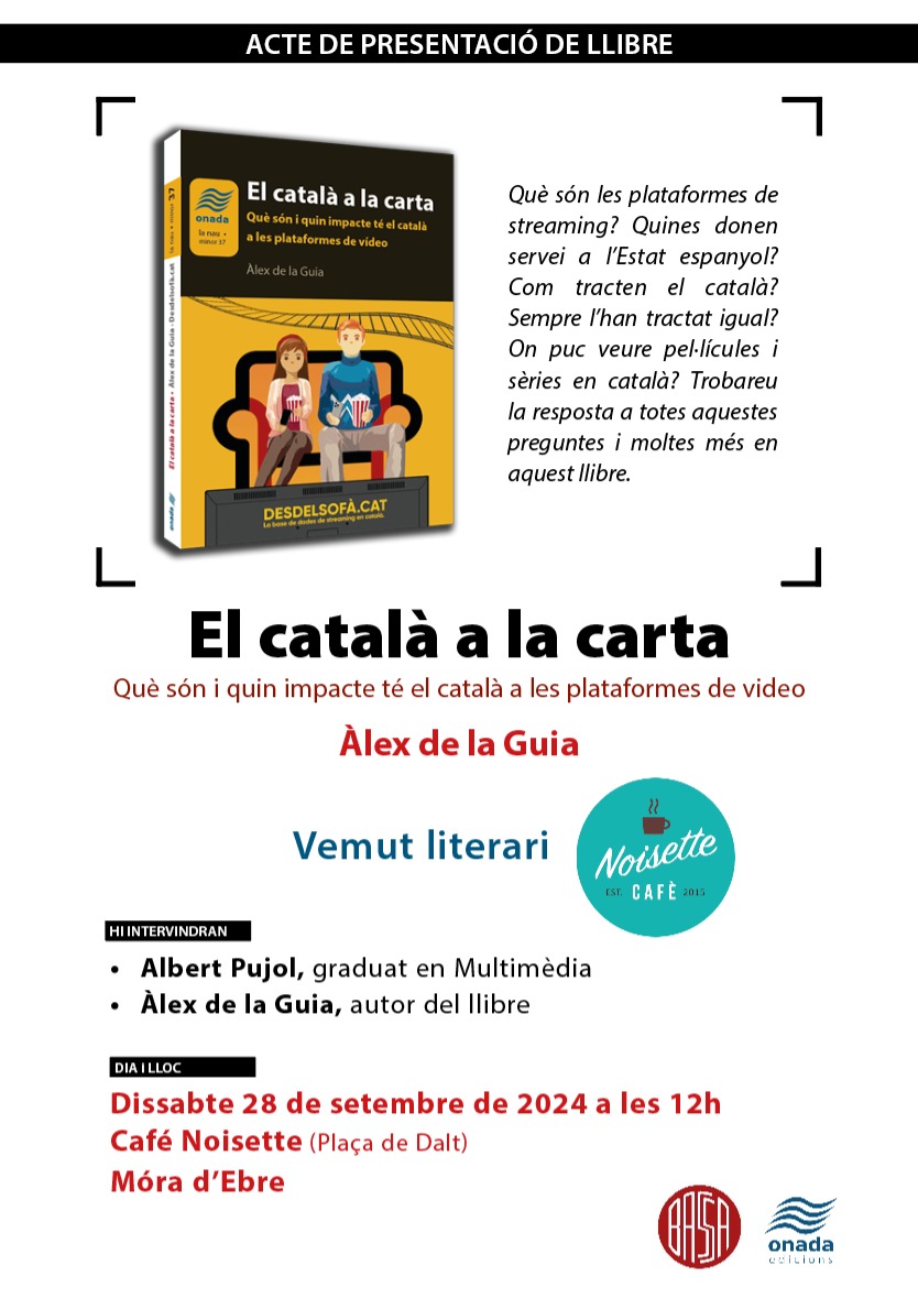 Iep! Morencs i Morenques això és d'aquí a una estona? 😏📖

🗣️ Vermut literari amb Albert Pujol
📍 Cafè Noisette (Plaça de Dalt)
🗓️ Dissabte 28/09
🕣 12:00 h

Si no podeu venir, però voleu el llibre el podeu trobar a la <a href="/bassa1903/">Bassa, La Papereria</a>