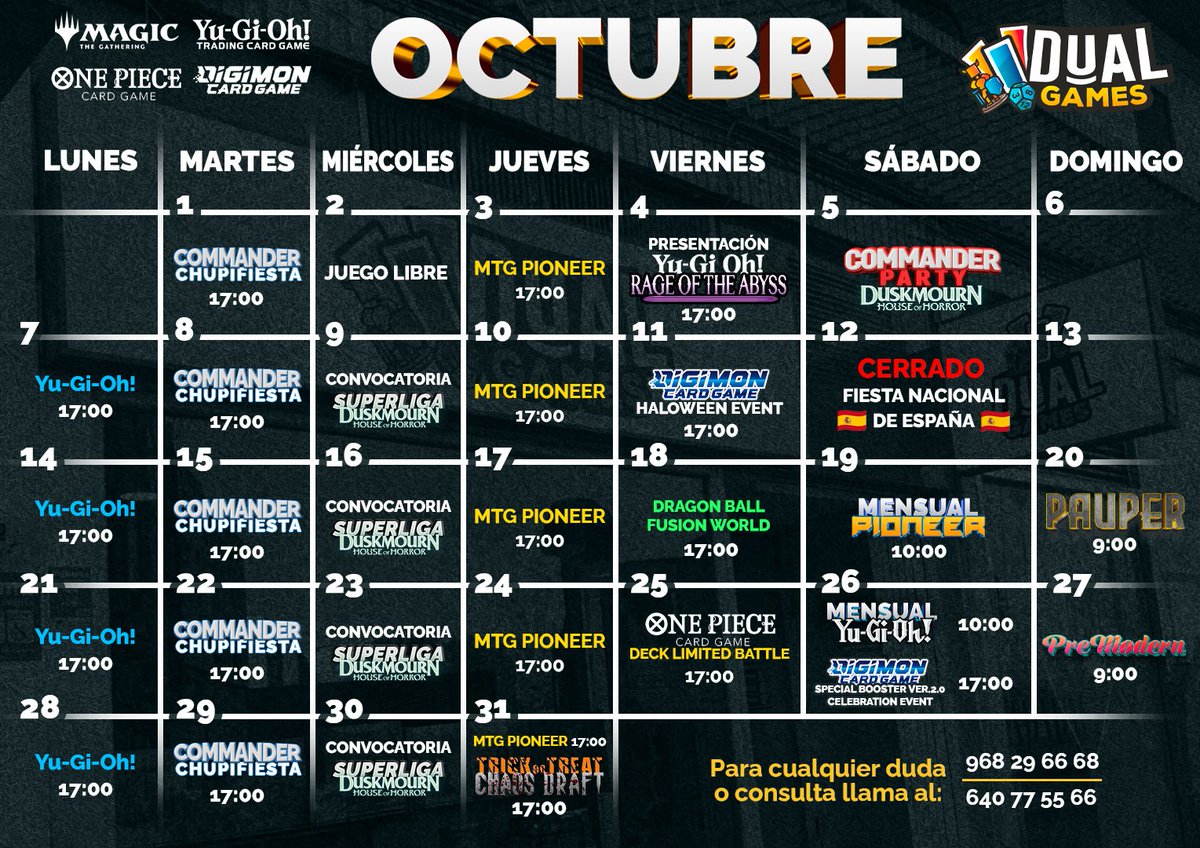 Calendario de Octubre