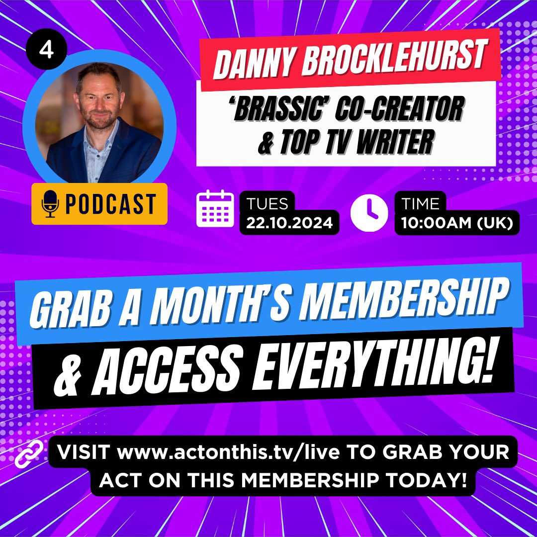 Act On This - The TV Actors’ Network (@actonthistv) on Twitter photo Grab just ONE month’s membership to actonthis.tv & get access to ALL OF THIS 👇 plus LOADS MORE!
✅ Thurs 3/10 - #LIVE acting mastermind with BAFTA-nominated actor, writer & director <a href="/PulestonDavies/">Ian Puleston-Davies</a>!
✅ Tues 8/10 - #LIVE acting mastermind with award-winning Grab just ONE month’s membership to actonthis.tv & get access to ALL OF THIS 👇 plus LOADS MORE!
✅ Thurs 3/10 - #LIVE acting mastermind with BAFTA-nominated actor, writer & director <a href="/PulestonDavies/">Ian Puleston-Davies</a>!
✅ Tues 8/10 - #LIVE acting mastermind with award-winning