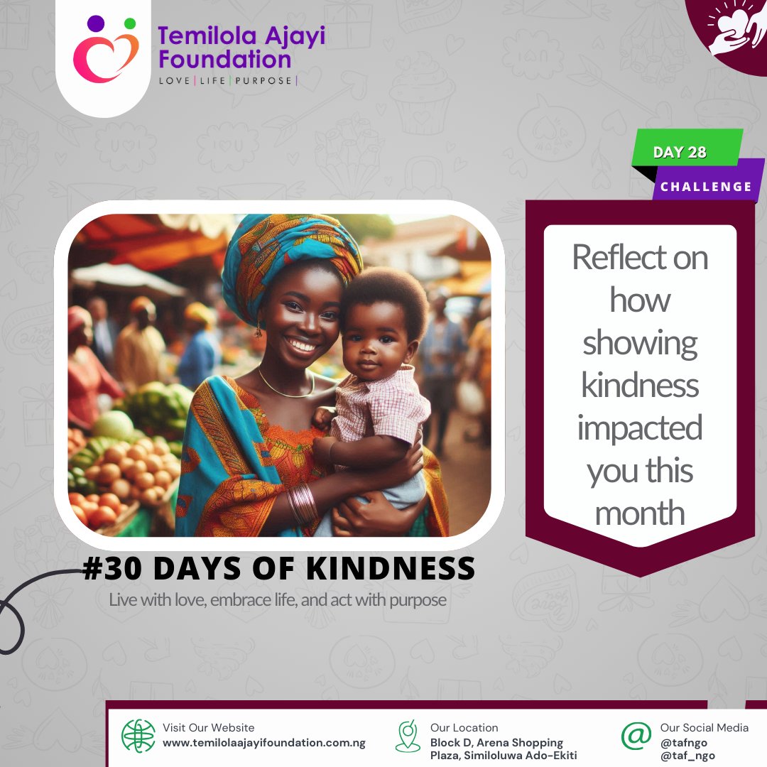 taf_ngo's tweet image. How has showing kindness impacted you this month? Has it brought more joy, peace, or connection into your life? 

Through small acts, we’ve seen how kindness can transform others and ourselves. 

Let’s carry these lessons forward, beyond this month.

#30DaysofKindness