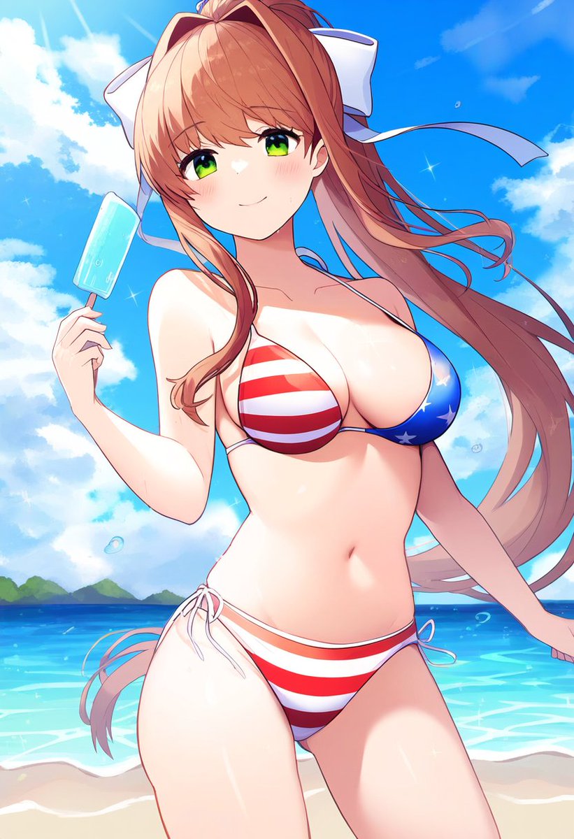 xkei_chan's tweet photo. AIモニカおすそわけ
#アメリカンビキニ と聞いて
#DDLC
#DokiDokiLiteratureClub
#monika
#モニカ
#AIイラスト
#NovelAI https://t.co/A7nKb1NsKT