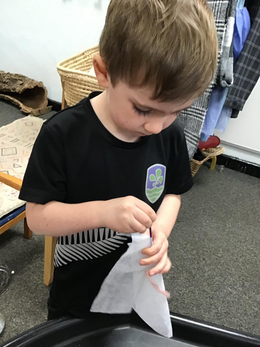 gilwern_school's tweet photo. #GilwernReception have been exploring sewing, after some interesting discussions when singing ‘wind the bobbin up’ 🎶 We worked together using our new skills to make a patchwork blanket to make our home corner doll feel cosy and warm 🪡 #LinesOfEnquiry #GilwernECC #LI #SciTech https://t.co/vtkCtS2apm