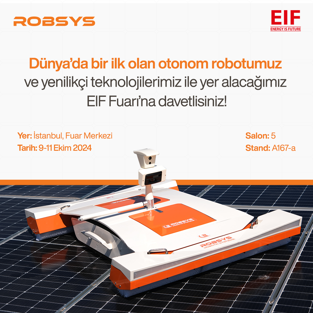 robsysrobotic's tweet photo. Dünya’da bir ilk olan otonom robotumuz ve yenilikçi teknolojilerimizle EIF Fuarı’nda yer alacağız.
Sizi de mutlaka bekliyoruz.
#Robsys #EIF #energyisfuture https://t.co/b0HaLTNOen