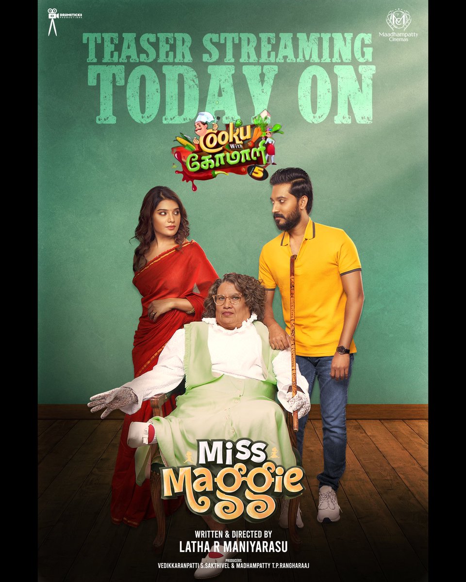 Madhampatty Rangaraj (@madhampattyrr) on Twitter photo Catch the teaser of #MissMaggie on #CookuWithComali today! Don't miss out!
▶️ youtu.be/7yux6ceGuh4?si…
<a href="/iYogiBabu/">Yogi Babu</a> <a href="/MadhampattyRR/">Madhampatty Rangaraj</a> <a href="/DrumsticksProd/">Drumsticks Productions</a> #MaadhampattyCinemas <a href="/im_aathmika/">Aathmika</a> <a href="/creatoR_latha/">Latha Maniyarasu</a> <a href="/Its_Gowtham_R/">GOWTHAM RAJENDRAN</a> <a href="/singer_karthik/">Karthik Music Exp</a> #KarthikRaja <a href="/ertviji/">Vijayan S</a> <a href="/mugeshsharmaa/">A R Mugesh sharmaa</a> Catch the teaser of #MissMaggie on #CookuWithComali today! Don't miss out!
▶️ youtu.be/7yux6ceGuh4?si…
<a href="/iYogiBabu/">Yogi Babu</a> <a href="/MadhampattyRR/">Madhampatty Rangaraj</a> <a href="/DrumsticksProd/">Drumsticks Productions</a> #MaadhampattyCinemas <a href="/im_aathmika/">Aathmika</a> <a href="/creatoR_latha/">Latha Maniyarasu</a> <a href="/Its_Gowtham_R/">GOWTHAM RAJENDRAN</a> <a href="/singer_karthik/">Karthik Music Exp</a> #KarthikRaja <a href="/ertviji/">Vijayan S</a> <a href="/mugeshsharmaa/">A R Mugesh sharmaa</a>