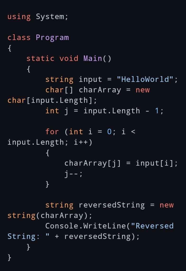 DotnetTechPRO's tweet image. Reverse string without existing method in c# #dotnet #dotnettechpro #csharp #SoftwareDevelopment #SoftwareEngineering #codinglife #codelifestyle #codelife