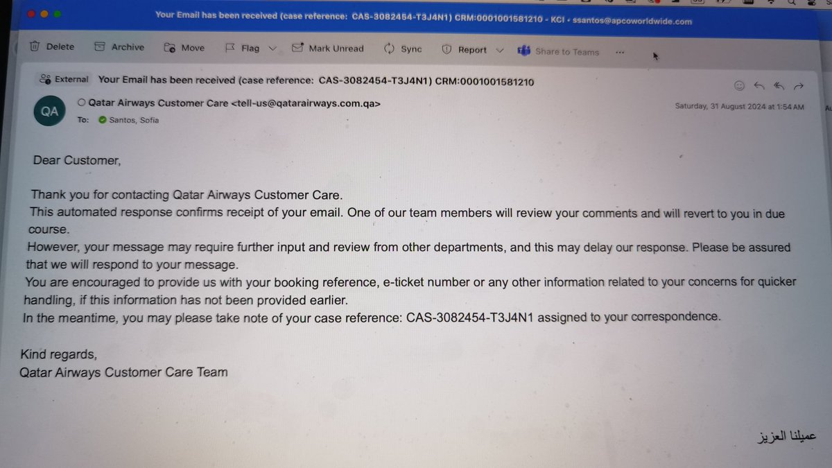 sofialexsantos's tweet photo. @qatarairways @qrsupport it's been nearly a month and so far I had 0 feedback! Thanks to your overbooking I lost a conference in US, I spent one day traveling to Doha and coming back and that meant personal time and professional/monetary loss. And so far 0 feedback from you! https://t.co/JP0E35NKFK