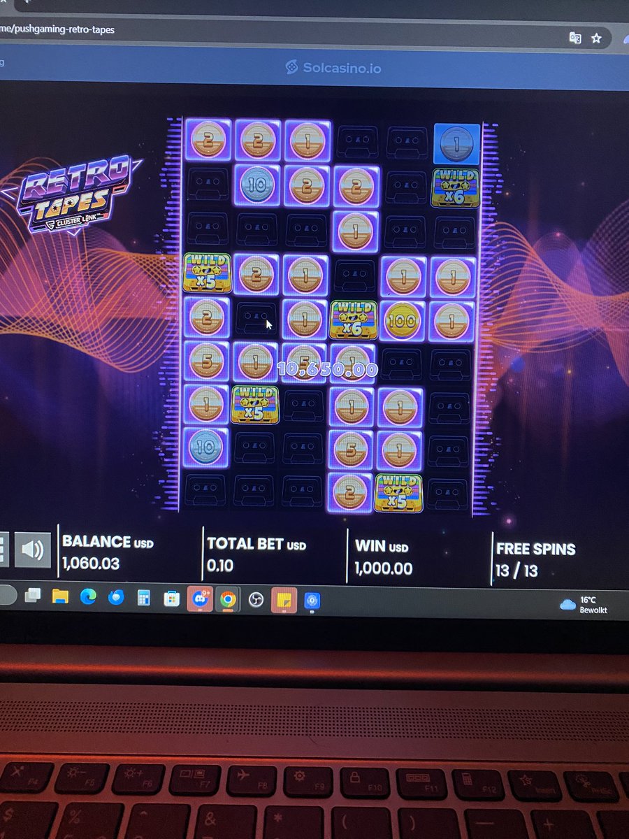 Bitjebit84's tweet photo. Another day another max win on Retro Tapes. Tnx @solcasino #CryptoCasino #solana #retrotapes #pushgaming https://t.co/ox1XMiu4o0