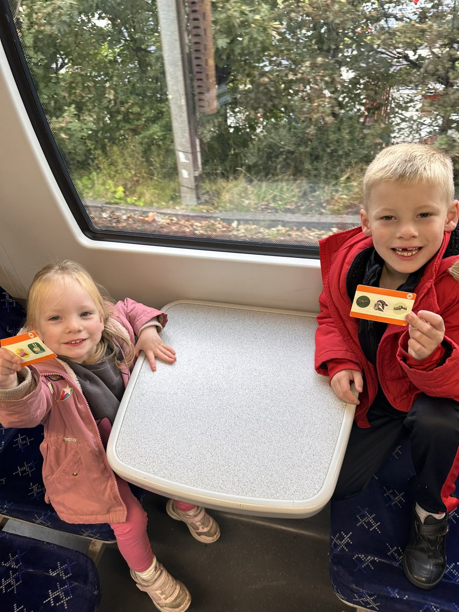 dougboy79's tweet photo. @ScotRail on the 10:07 from Newton-on-Ayr to Glasgow and the ticket examiner (think his name was David) just gave my kids special train tickets with stickers on them. Kids are over the moon, thank you David https://t.co/etL2mE6zfI