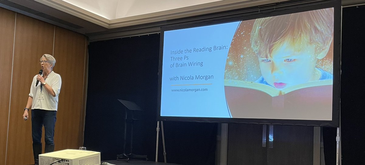 Opening #YLG24Gla keynote speech from <a href="/nicolamorgan/">Nicola Morgan</a> on the science of reading - a child who derives pleasure from reading will want to do it more often, becoming better at it the more they read