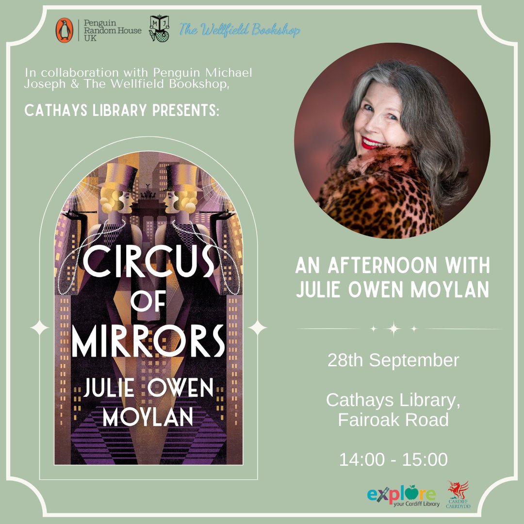 Today is the day! Head over to Cathays Library for 2pm when we'll be lucky enough to be with the excellent @JulieOwenMoylan for a signing of her brilliant new book Circus of Mirrors! Stop by, meet the author, grab a book, get it signed. Can't do better. #booksigning #shoplocal
